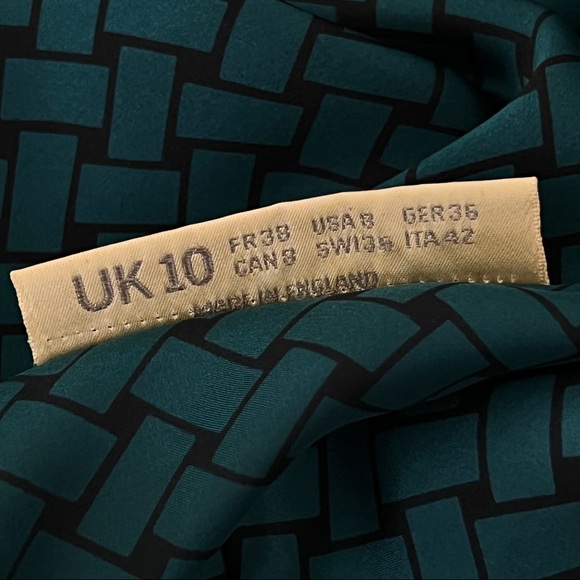 Janice Wainwright Vintage 1970s Teal Blue Black Print Cowl Neck Dolman Dress 8 - Picture 10 of 12